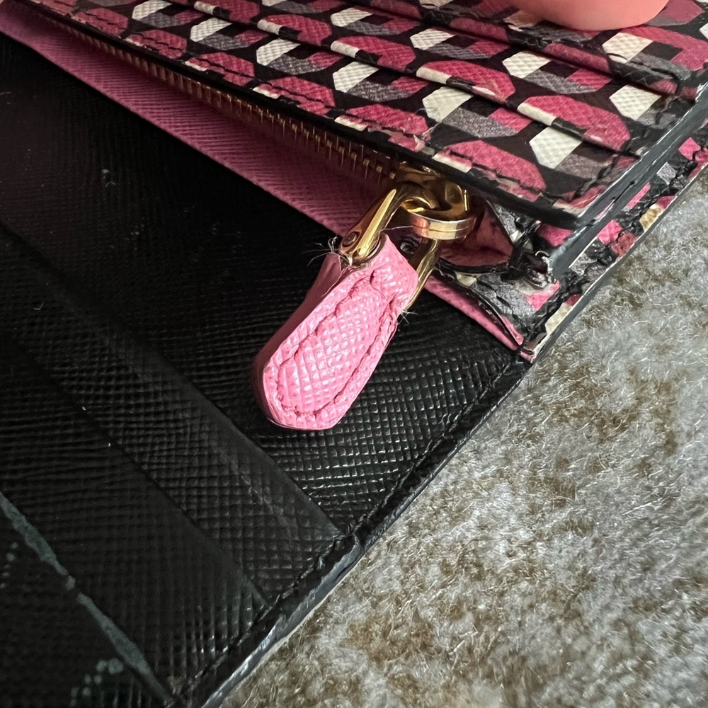 Prada Pink and Black Geometric Wallet Authentic Long Wallet - Picture 10 of 15